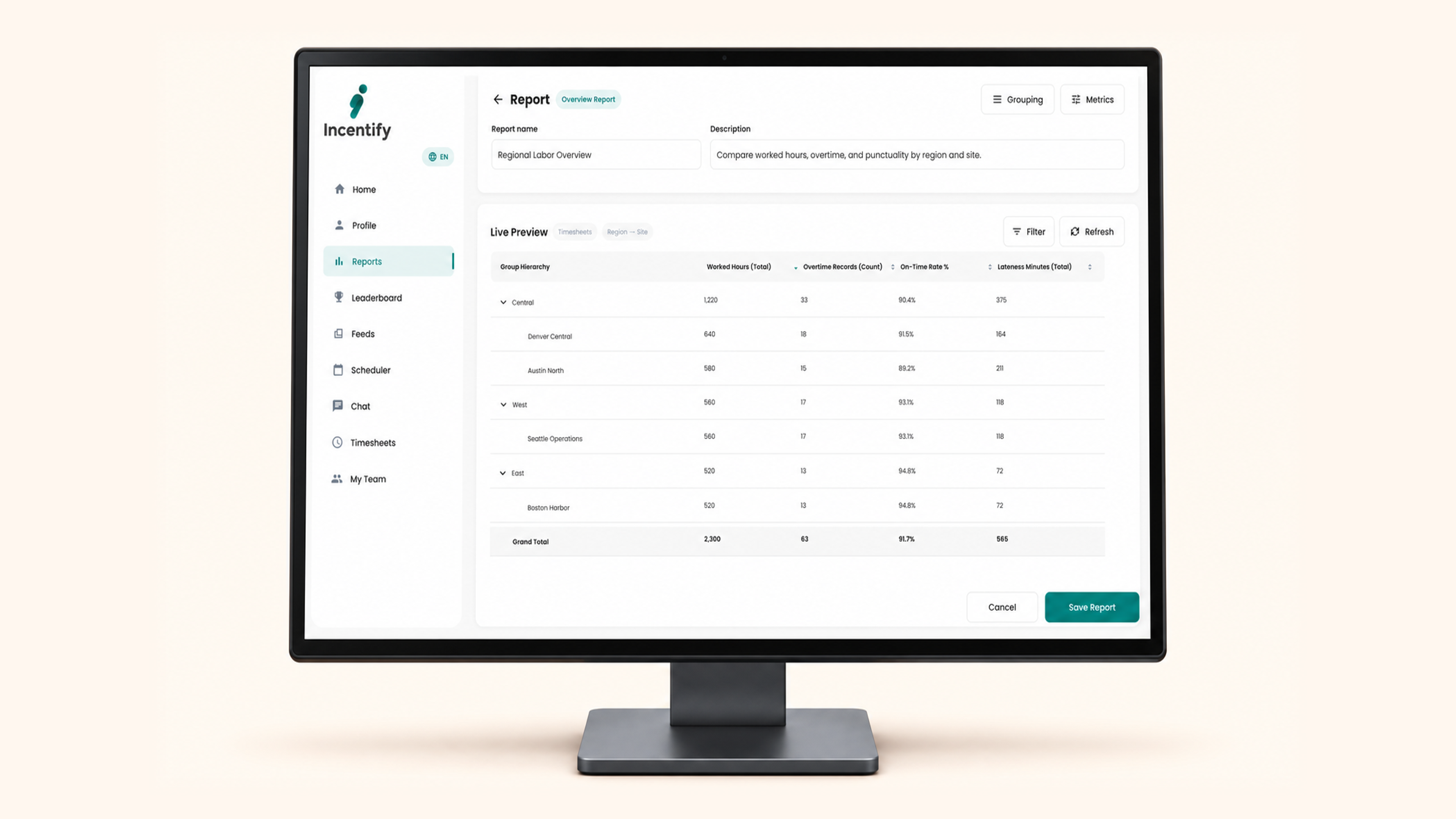 Reports: Overview Reports turn activity into a clear hierarchy.