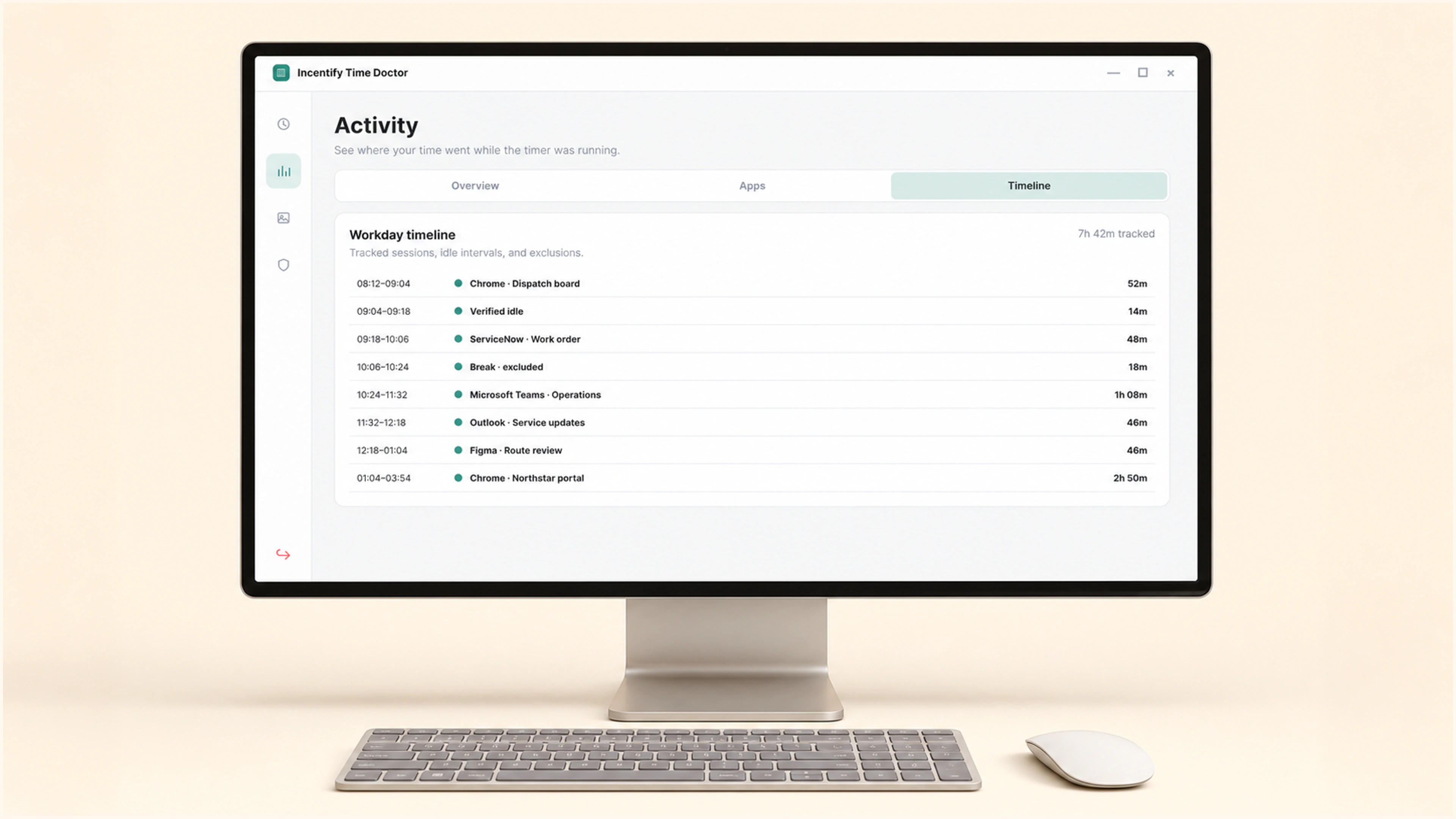 Desktop Tracker: Timeline analytics make every interval reviewable.