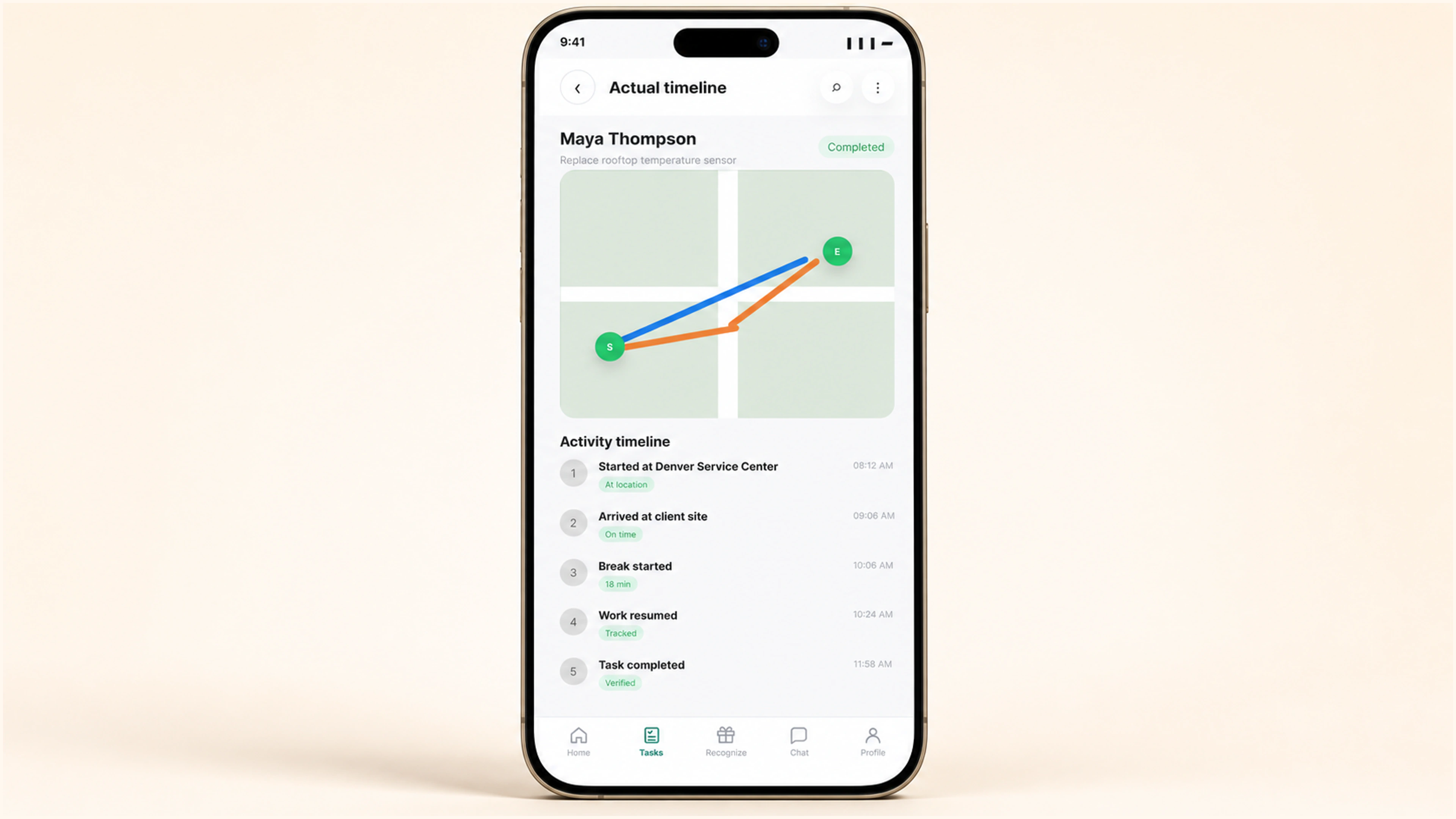 LiveOps: The activity timeline keeps every field event in context.