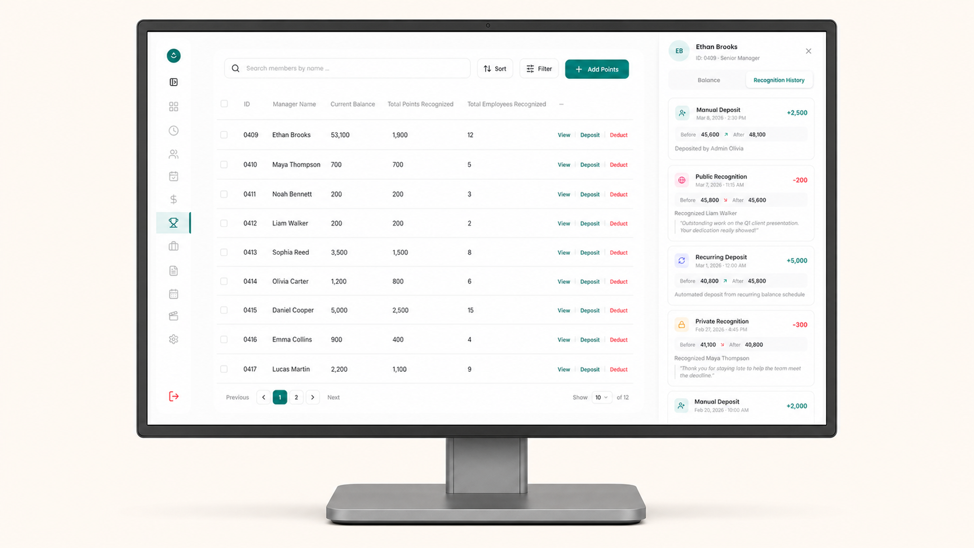 Manager-to-Team Recognition: Set recurring and one-time manager budgets.