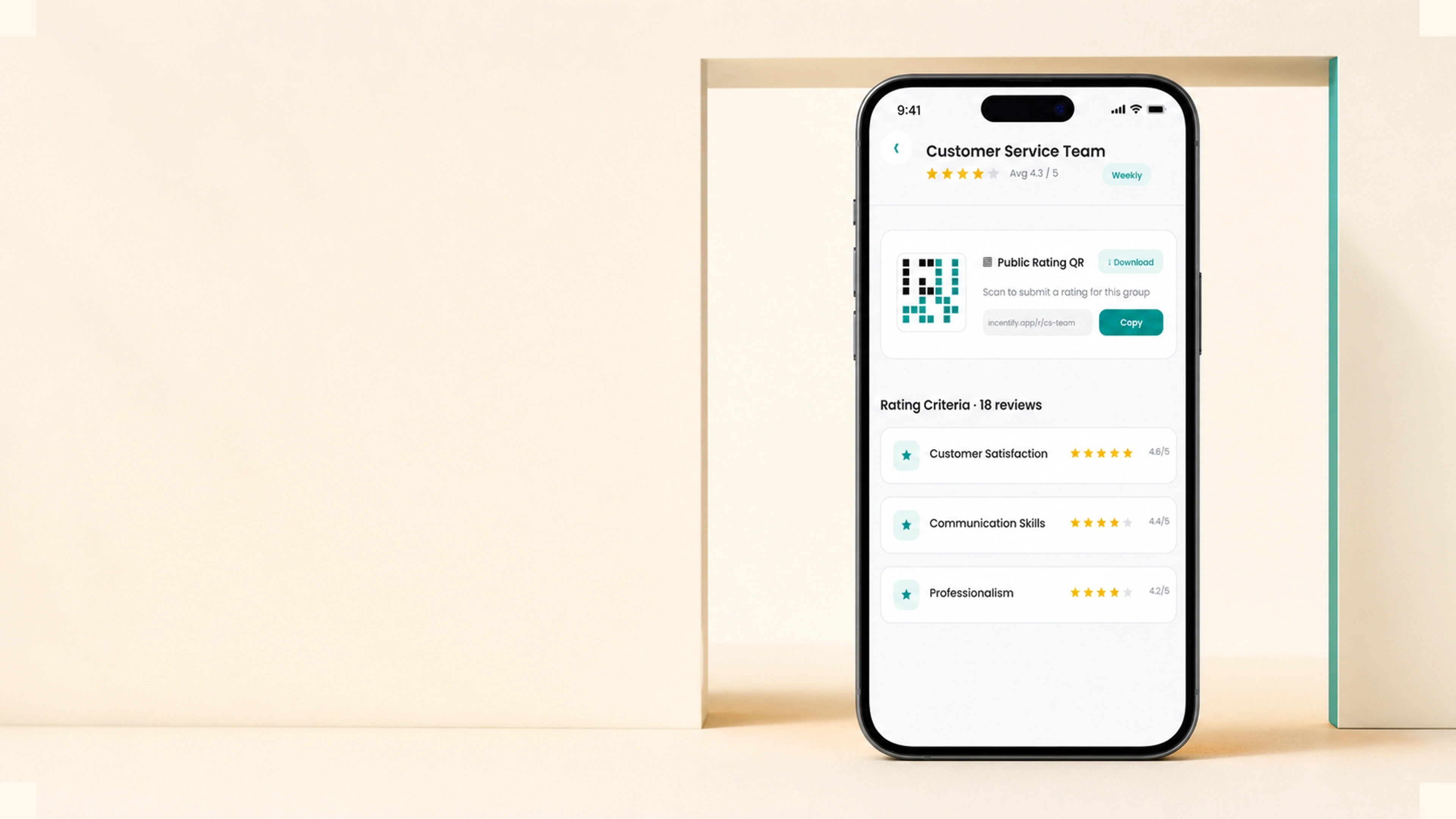 Ratings: Public QR ratings make the group easy to share.